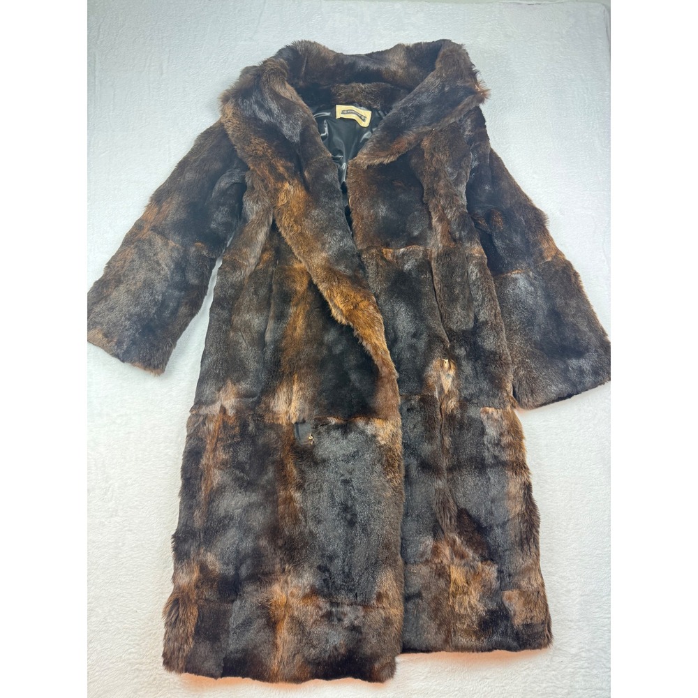 Plein Sud Paris Faycal Amor Vintage Fur Coat Brown Black Patchwork Longline